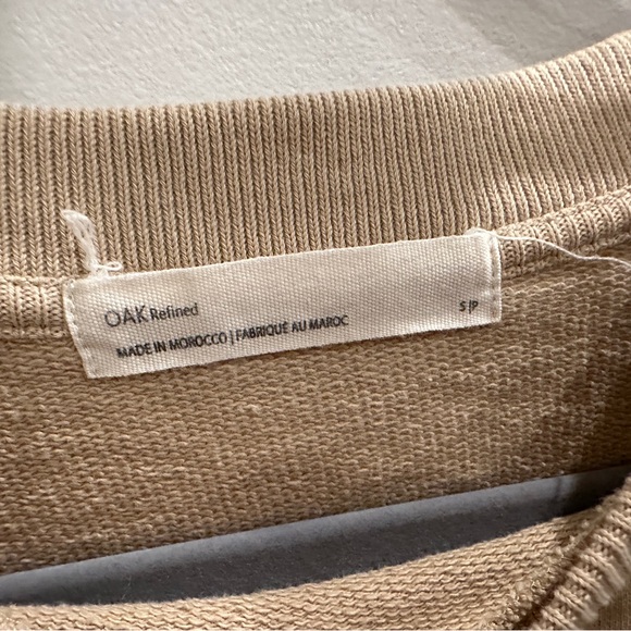 OAK + FORT Tan Boxy Crop Sweatshirt| size small - Picture 2 of 5